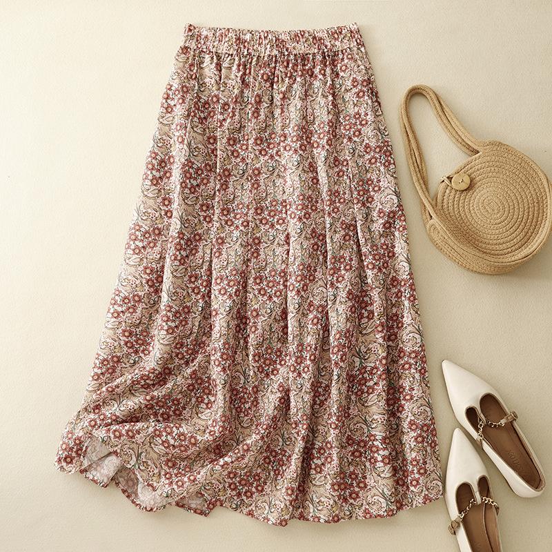 Summer 2025 Plus Size Casual Loose Printed Skirt L