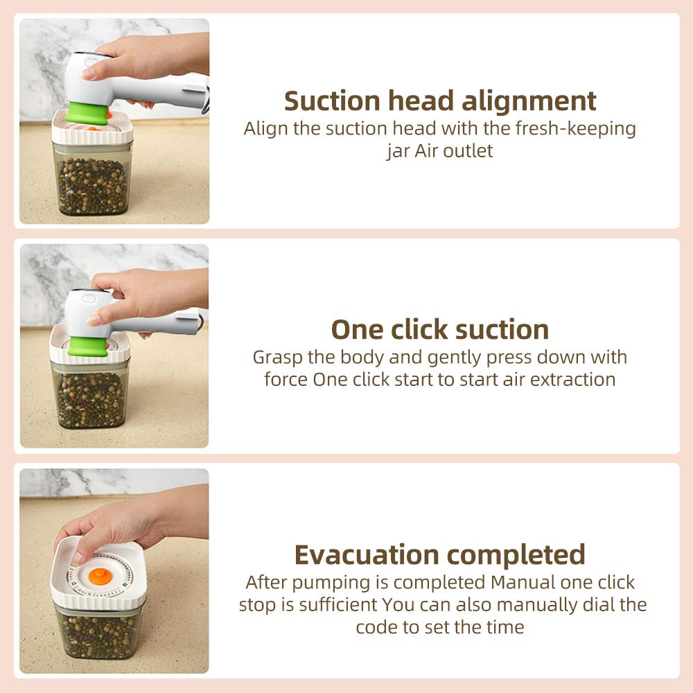 Electric Vacuum Sealer Kit with Sealing Bags 60KPa Strong Suction Kitchen Gadgets Cordless Vacuum Sealing Machine