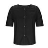 Summer Loose T-shirt Women's V-neck Cotton and Linen Button Top