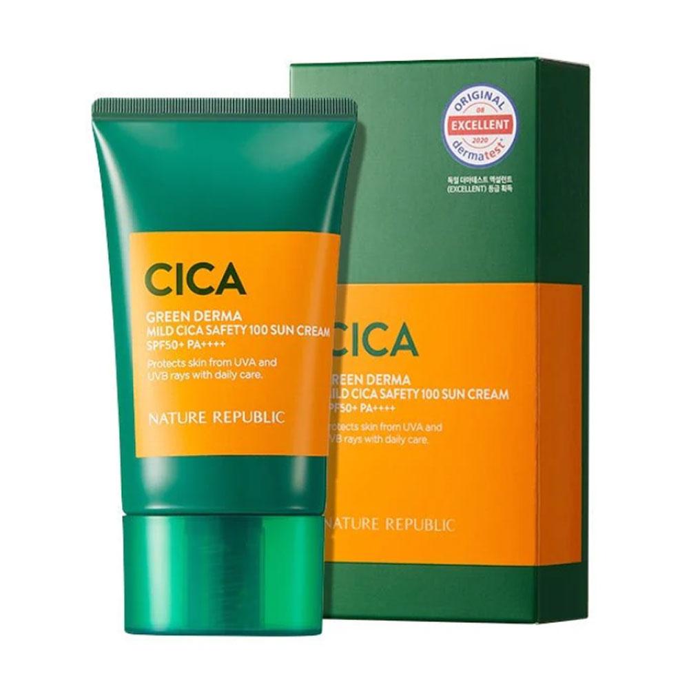 

Nature Republic Green Derma Mild Cica Safety 100 Солнцезащитный крем 50 мл (SPF50 +)