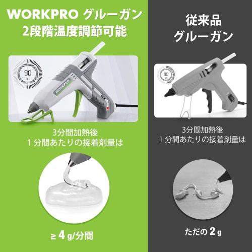 WORKPRO Glue Gun, 100W, with 10 Sticks, Two-Level Adjustment, Lightweight, Quick-Drying, Leak and Burn Prevention, Stand Included, PTC Heating System,