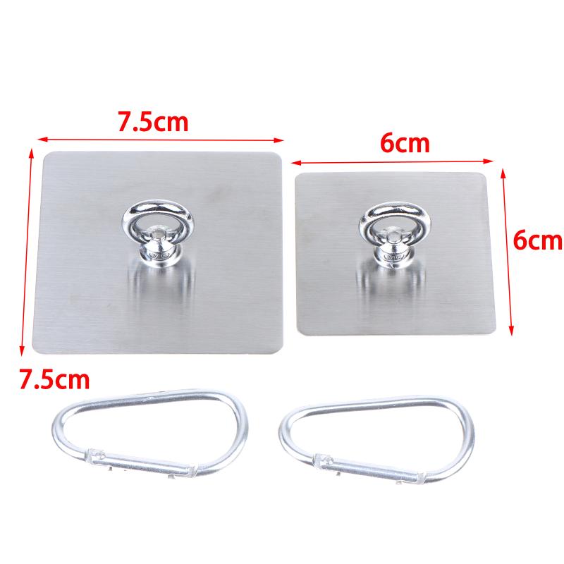 2Pcs Stainless Steel Ceiling Hooks Heavy Duty Adhesive Hooks No Drill Hanging Hooks For Lanterns Plants Hammocks