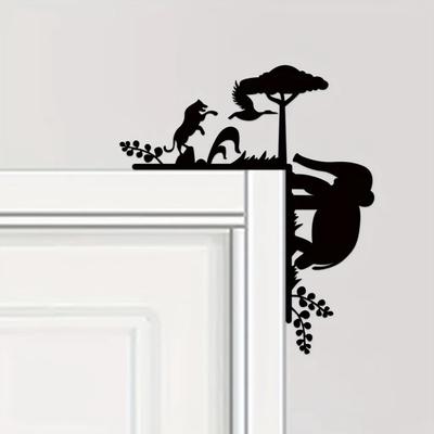 1pc Metal Creative Animal Silhouette Wall Stickers – Decorative Door Corner & Wall Hanging Art, Unique Metal Wall Decor