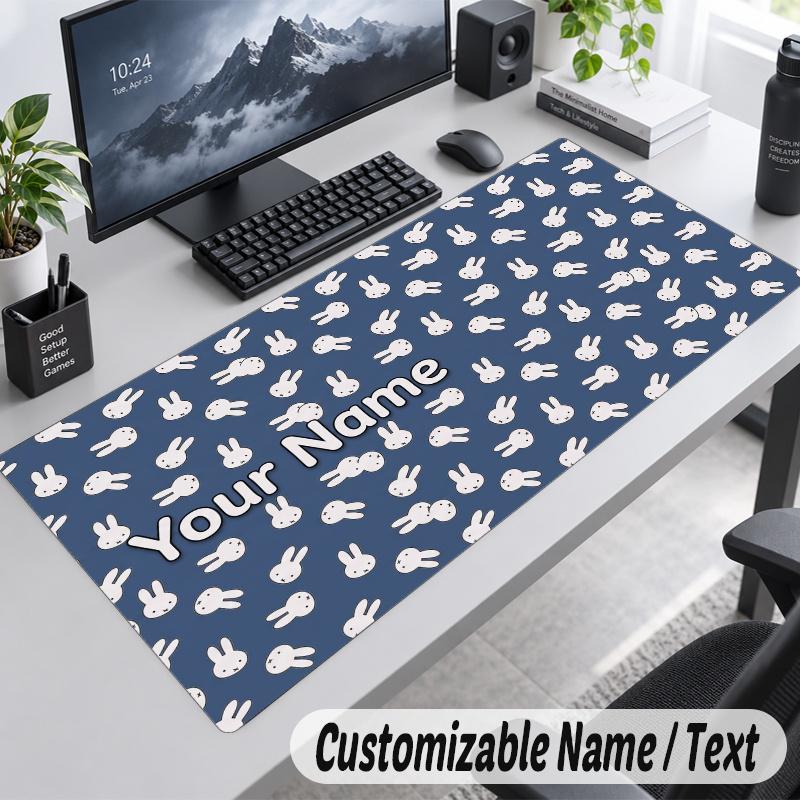 Miffy Personalized Large Mouse Pad Custom Name Text Extended Desk Mat Gaming Mousepad
