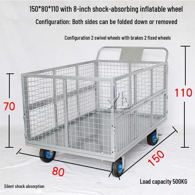 Heavy-Duty Foldable Warehouse Cart with Fence