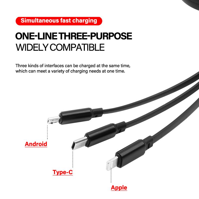 1Pcs Car Mounted Telescopic Three In One Mobile Phone Charger For Skoda Octavia Superb Rapid Kodiaq Karoq Fabia Kamiq Roomster Citigo