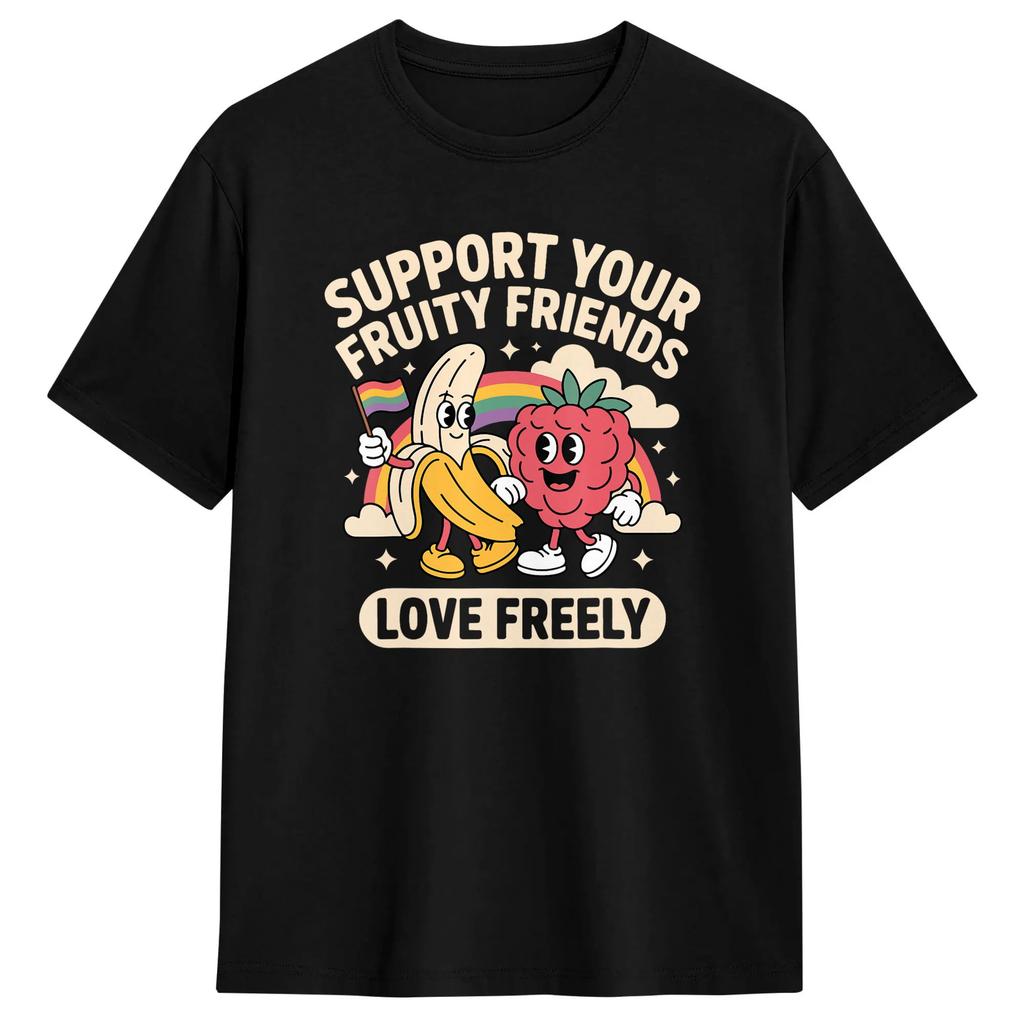 Support Your Fruity Friends Lgbtq Tolerance Rainbow Flag T Shirt Unisexs Classic Tshirts Summer Crew Neck Harajuku Tee Shirt