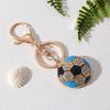 Keychain Pendant Rhinestones Inlaid Football Design Key Chain with Enamel Finish Lobster Clasp Backpacks Accessory