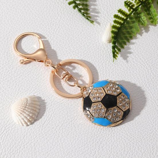 Keychain Pendant Rhinestones Inlaid Football Design Key Chain with Enamel Finish Lobster Clasp Backpacks Accessory