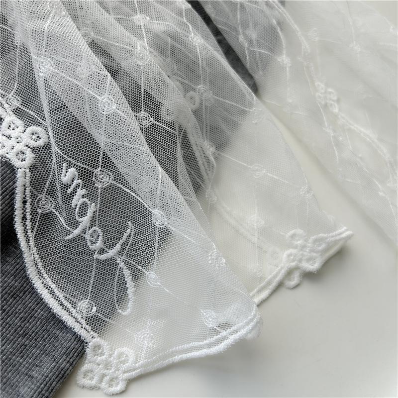 Fular din dantelă Subțire Primăvară și Vară Versiune Coreeană Fular Lung Culoare Solidă Fular Decorativ Retro pentru Femei Șnur de Gât cu Dantelă