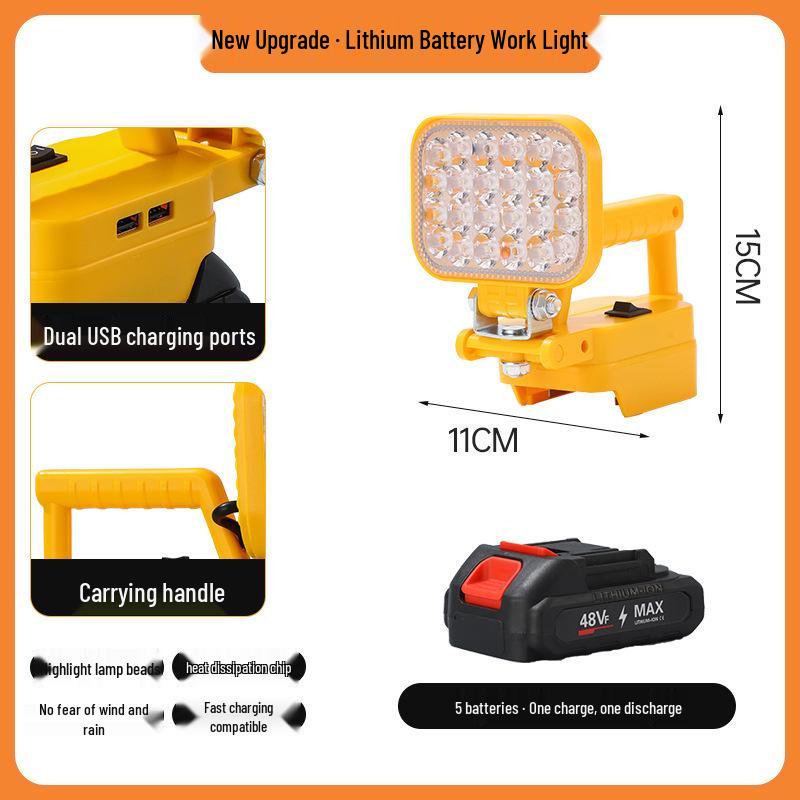 Portable Emergency Lithium Battery Floodlight for Camping, Construction, and Car Repairs