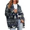Women's Fashion Long Sleeve Christmas Print V-Neck Button Loose Cardigan Top