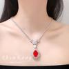 Luxury Women Jewelry Set Vintage Zircon Ruby Earrings and Pendant Necklace with Gemstone Ring High End Fashion Gift