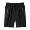Men's Athletic Training Shorts Black Elastic Waist Zip Pockets Lightweight Gym Wear