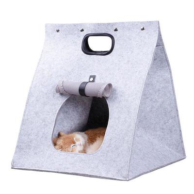 Felt Cat House Removable Washable Folding Integrated Felt Cat Sleeping Bag for Cats Kittens Puppies Grey