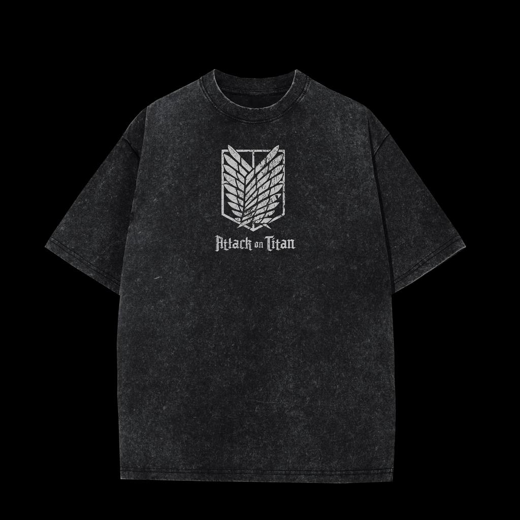 Anime Attack On Titan Eren Jaeger Graphic Tee Men Manga Vintage T-shirts Casual Washed T Shirt Harajuku Male Cotton Loose Tshirt