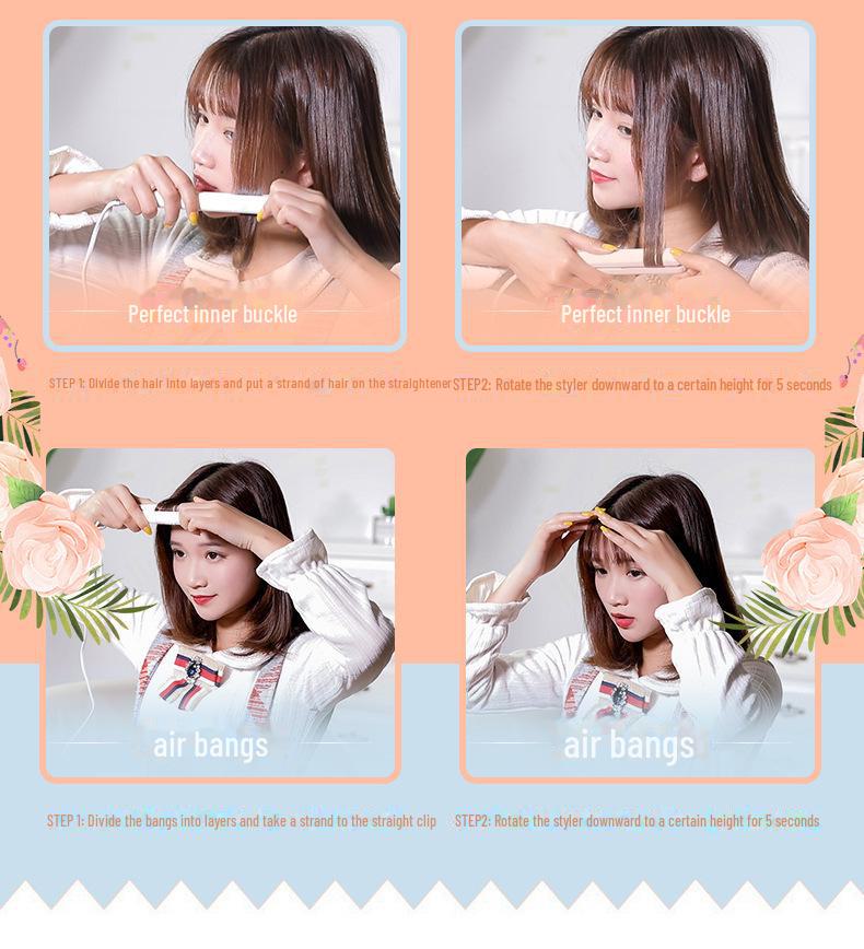 Dual-Purpose Student Mini Plywood Hair Curler & Straightener