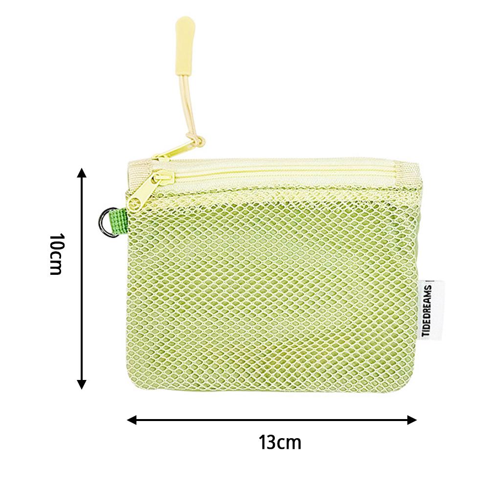 

Double-layer Mesh Cosmetic Bag Mini Storage Pouch with Zipper Lipstick Card Holder Travel Storage Multi-purpose Square Coin Purs зелёный