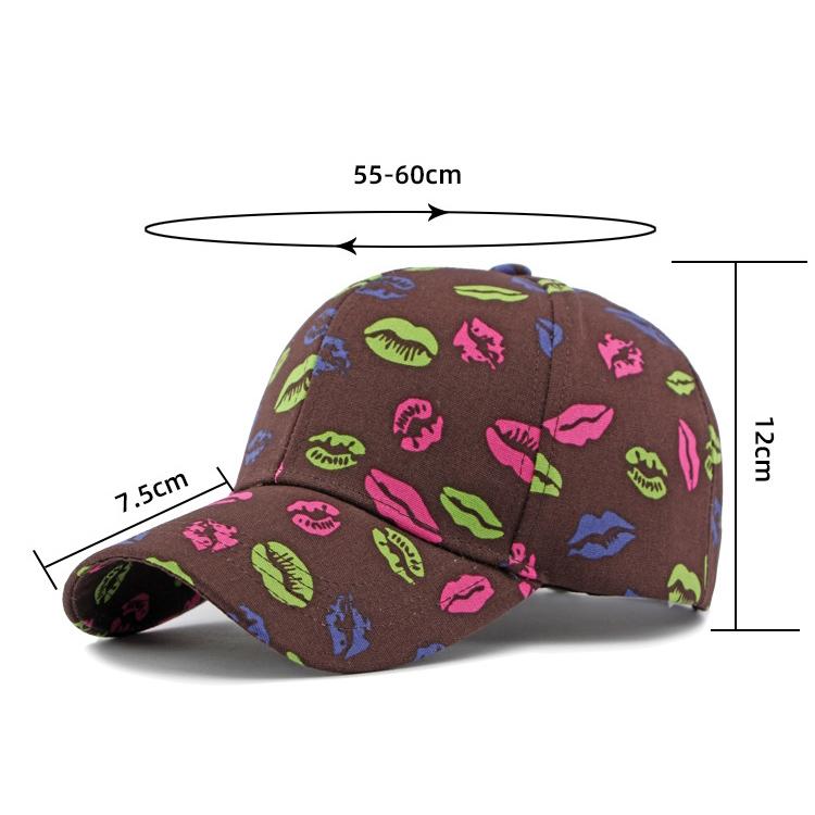 Hat Women's Lip Print Baseball Cap Outdoor Sun Protection
