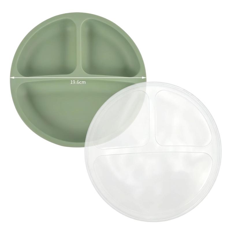 Children's Silicone Smiley Face Divided Meal Plate - Drop-Resistant, Three-Compartment Training Tableware