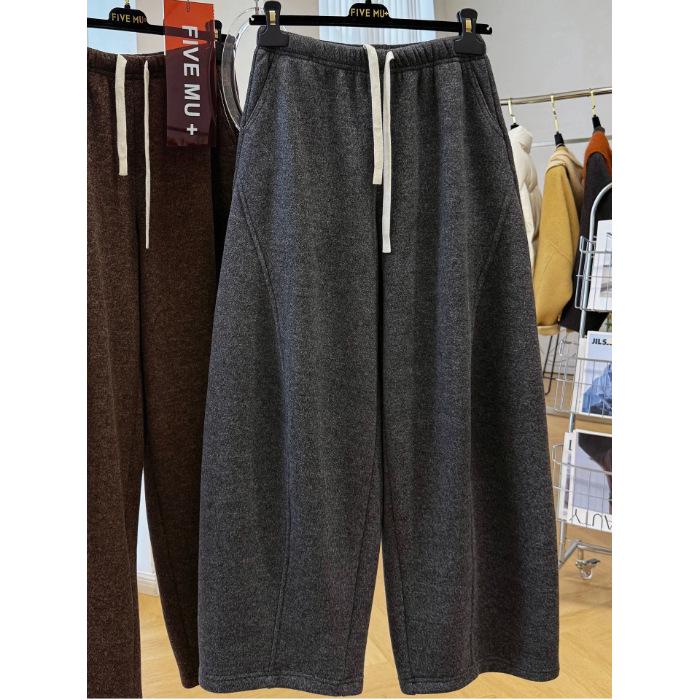 

Plus Size 200 Jin Versatile Winter Pants for Women - Thick Velvet, Casual Style 4X-Large темно-сірий