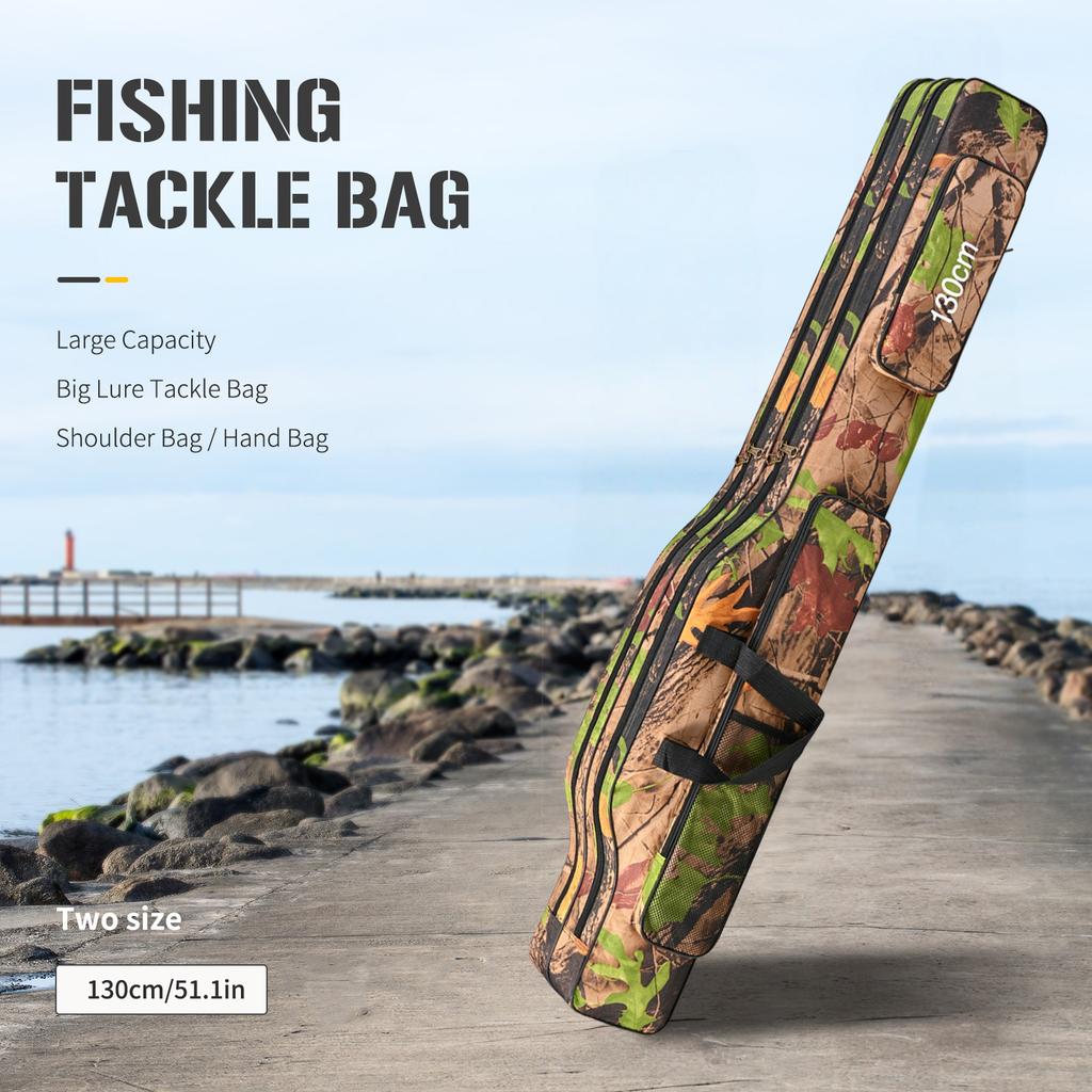 Fish Tackle Rod Holdall Bag Waterproof Oxford Folding Rod Carry Case Large Capacity 130cm for Men Family Travel Gifts