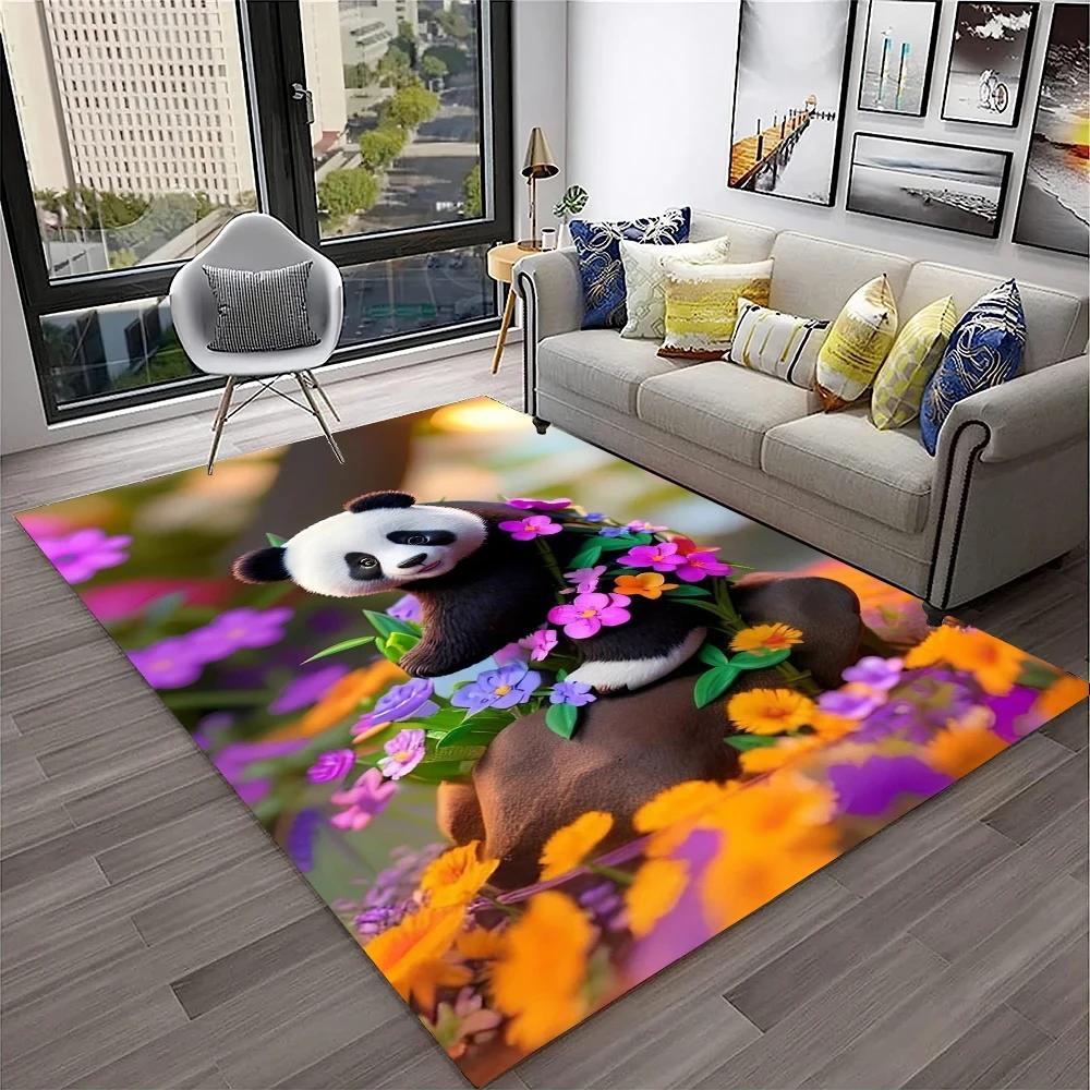 Uroczy dywan panda do sypialni, łazienki, salonu, dekoracja sofy, mata do raczkowania dla dziecka, miękki dywanik z kreskówkowym zwierzęciem, antypoślizgowa mata do zabawy