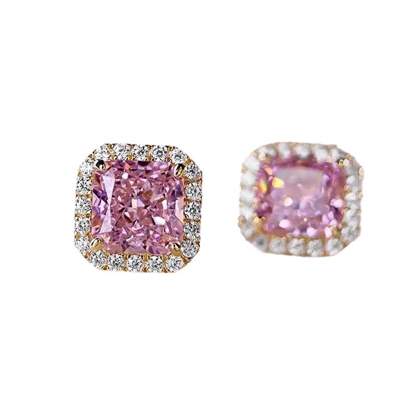 Pink square ring necklace, classic high-end luxury ring necklace set, high-end accessories for dinner parties.