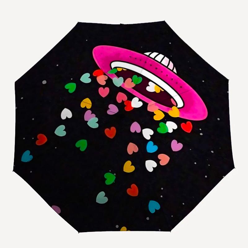 

1pc UFO Hearts Automatic Open/Close Umbrella Compact Folding Umbrella, All-Season Portable Umbrella for Women/Men F1124236