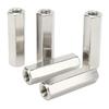 5 Pcs Hex Coupling Nut M10 X 1.5 Female Thread 17mm Outer Diameter 60mm Length Nuts Connector 304 Stainless Steel Silver Rod Coupling Nuts