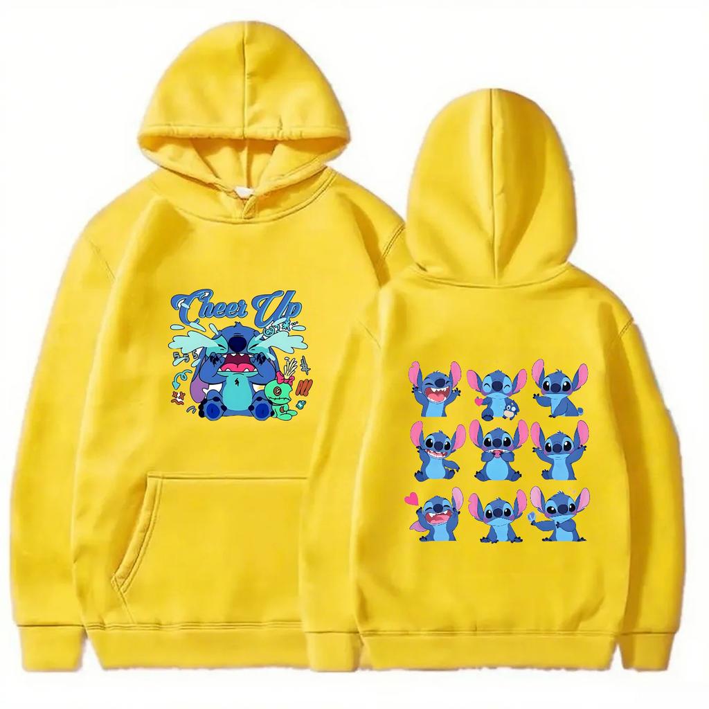 2025 New Disney Series Stitch Children's Hooded Sweatshirt for Men Women - Casual Top with Cartoon Print -fall Winter Clothing