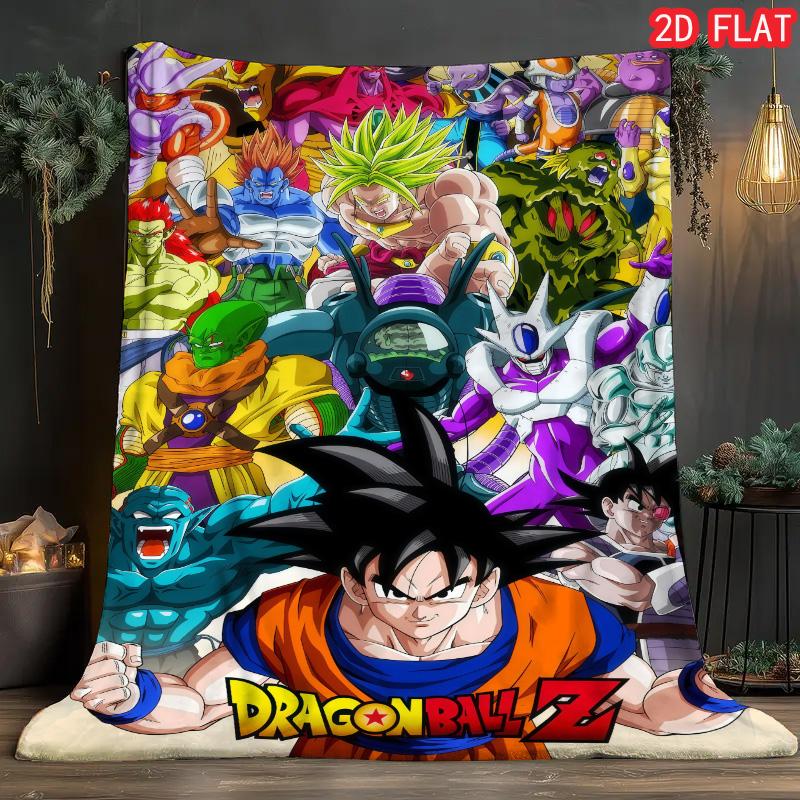 Dragon Ball Printed Blanket Cozy Flannel Material Air Conditioning Nap Blanket for Home Office Daily Use THW