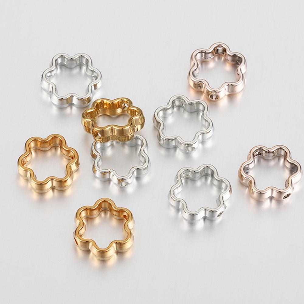 50 Stück Zweiloch CCB Blume Rahmen Abstandshalter Perlen DIY Halskette Armband Ohrringe Verbinder Anhänger Schmuckzubehör