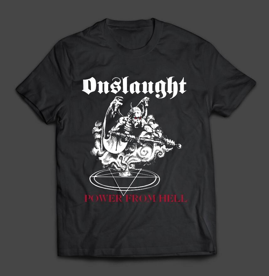 Vtg Onslaught Power From Hell Heavy Cotton Black All Size Unisex Shirt S