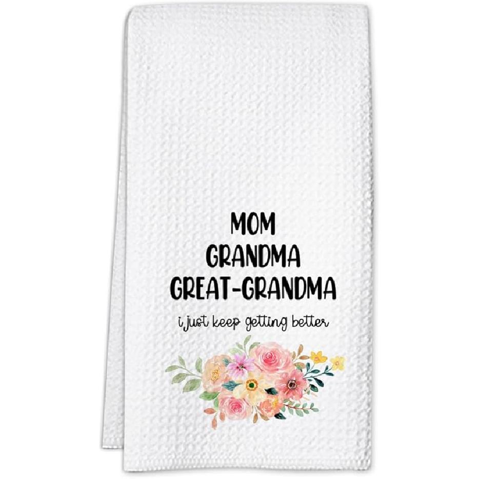 Кухонные полотенца Прабабушки 16x24 Вафельная структура, Подарки для прабабушки, Продуманное кухонное полотенце для бабушки, Подарки от внучки и внука, Милые Color_15