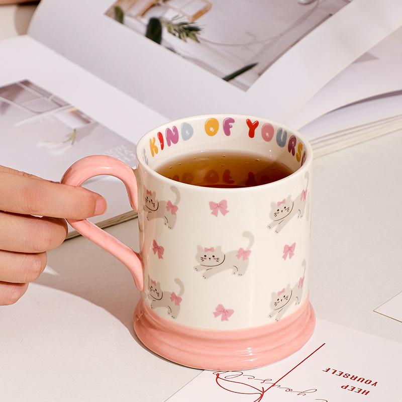 Ceramic Mug Cute Style Children's Milk Cup Illustration Dopamine Cup Birthday Best Friend Gift Couple Water Cup
