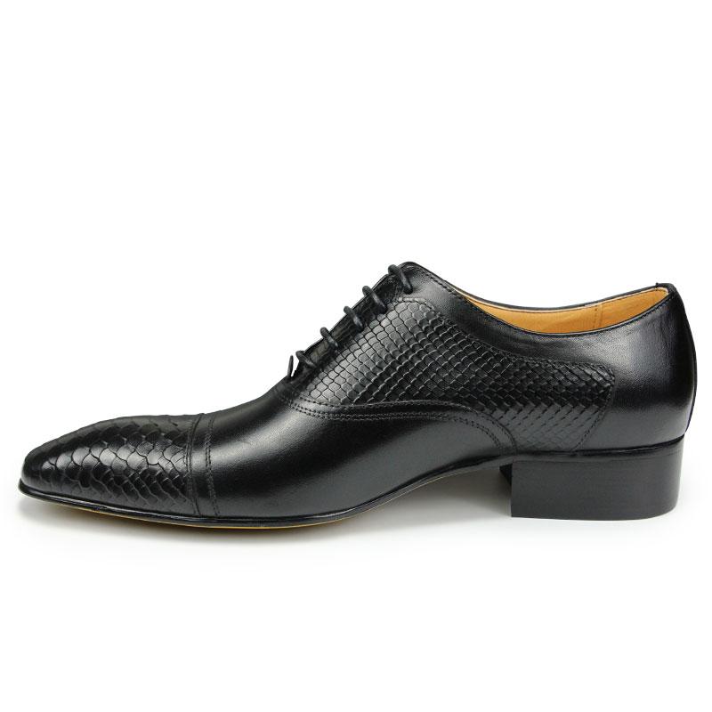 Fashion Mens' Wedding Dress Oxfords Shoes Genuine Leather Lace-up Latest Design Elegant Black Shoes Man Pointed Formal Leather Shoes Men