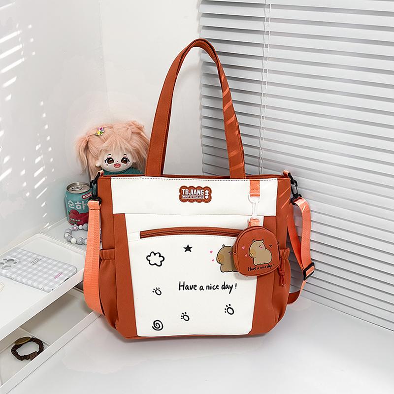 Women's Handbag Cartoon Print Book Bag Student Shoulder Bag Large Capacity Crossbody Bag