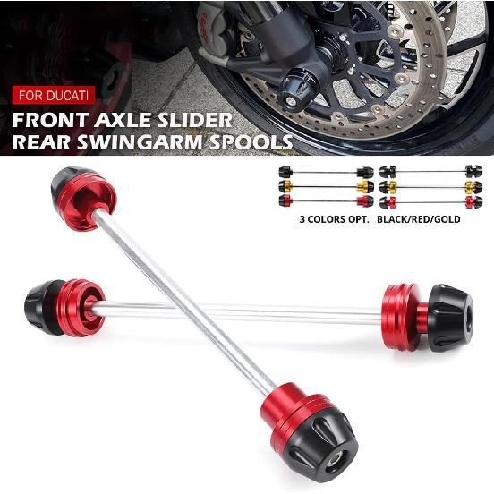 Moto Front Axle Fork Crash Slider Swingarm Spools Stand for Ducati 1199 1299 for Panigale V4 V2 for Multistrada 1200 (Color : Front Black)