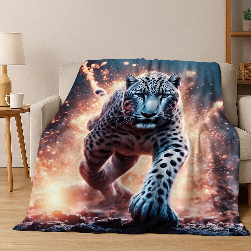 26 Style Wild Animal Leopard Cheetah Beast Cartoon Flannel Blanket,Cozy Soft Throw Blanket for Home Bedroom Bed Sofa Cover Kids