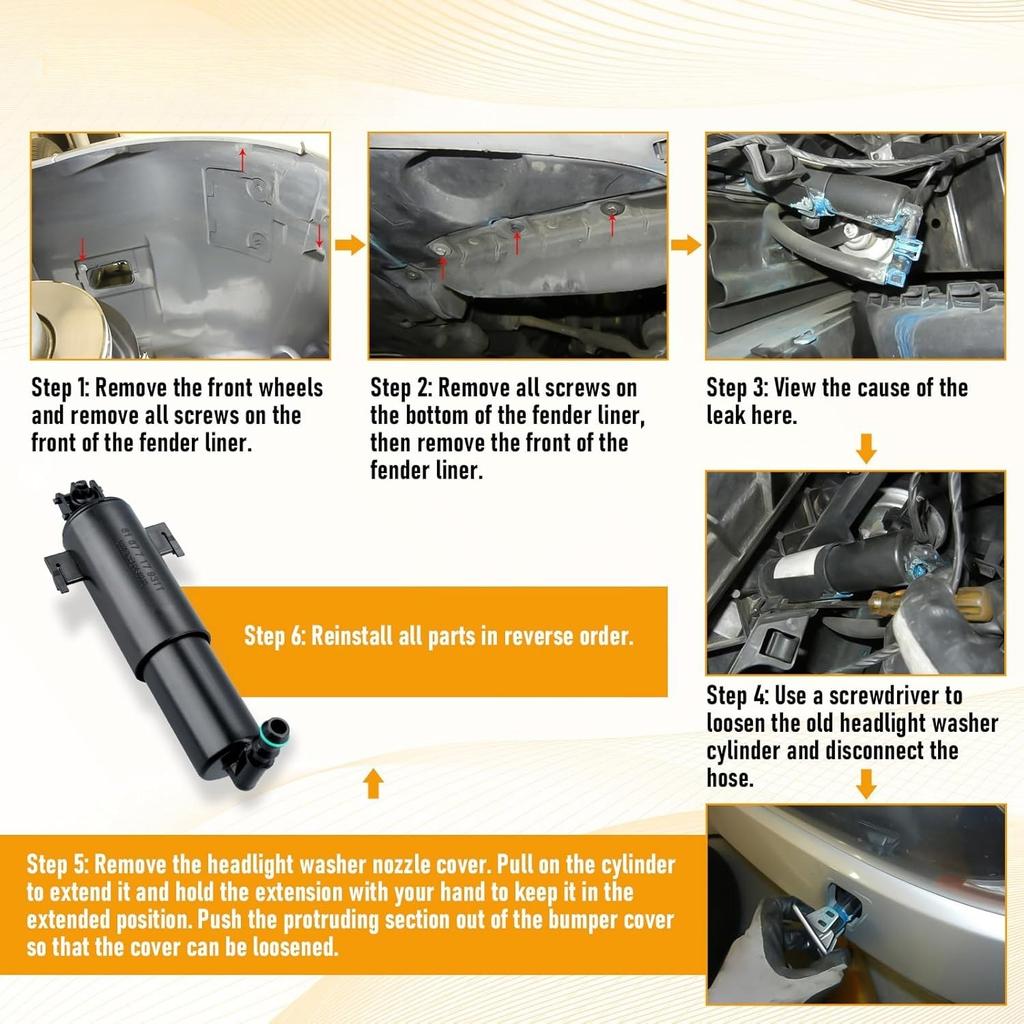 Headlight Washer Nozzle 61677179311,Replaces 21323-82314A ATPP1262117005 for BMW E90 3 Series 325i 325xi 328i 328xi 330i 330xi 335i 335xi E91 E92 E93