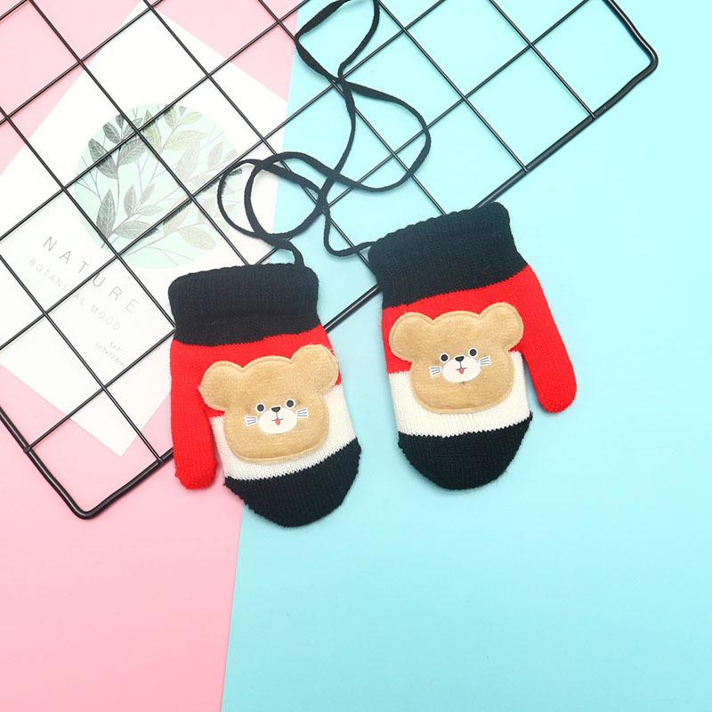 Nye søte tegneseriekattehansker Vinter tykk strikket Baby Barn Nyfødte votter Barn Holder Finger Varme Hansker for Baby 0-4 år gammel