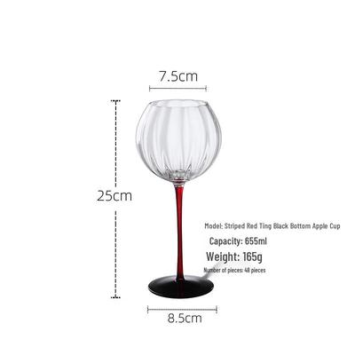 Luxury Striped Crystal Red Wine Glasses