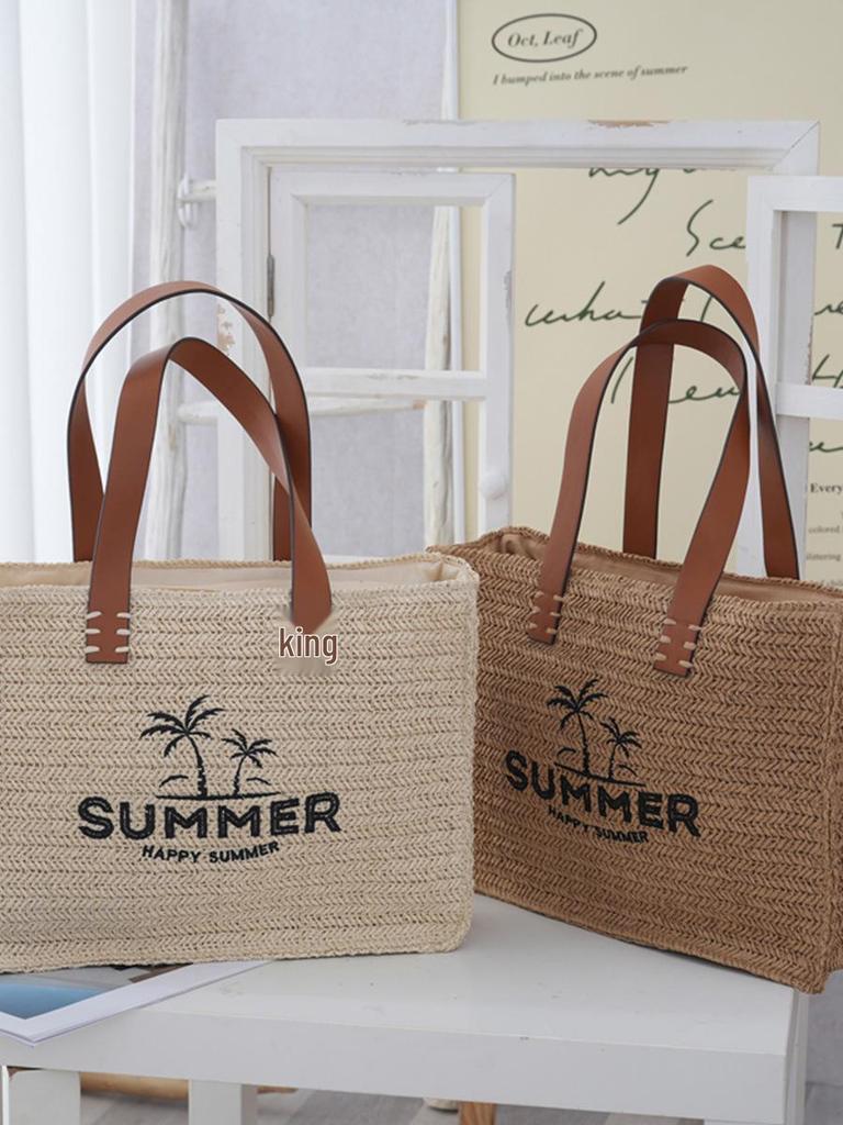 2025 New Fashion Large Woven Straw Tote: Women's Beach & Vacation Bag