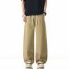 Solid Color Simple and Versatile Loose Straight Elastic Waist Long Pants Men's Trendy Wide Leg Drape Small Scimitar Casual Pants