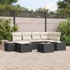 VidaXL 7-piece Garden Sofa with Cushions Black Poly Rattan 3359386