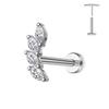ASTM F136 G23 Titanium Leaf Branch Push In Threadless Labret Piercing 16/18/20G Earring Stud Cartilage Body Jewelry