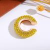 Retro Fashion C-Shaped Bling Ear Clips with Colored Diamonds - Trendy No-Pierce Earrings