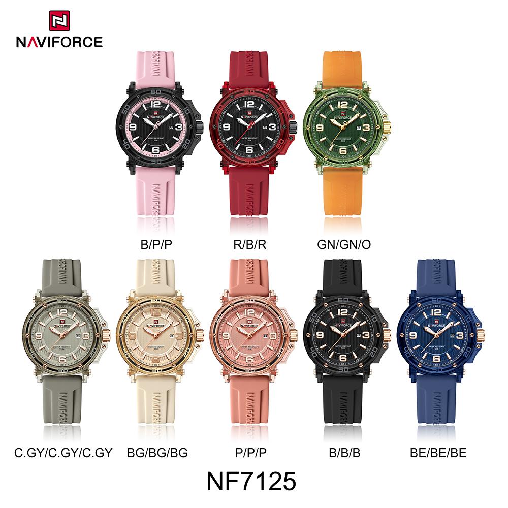 NAVIFORCE Original Women's Calendar Watch Lightweight Fashion Quartz Watch 50m Waterproof Luminous Pointer Women's Casual Watch NF7125