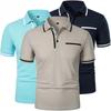Summer Men's Short Sleeve Breathable T Shirts Solid Color Lightweight Polo Shirt Trendy Loose Basic Splice Top with Pockets